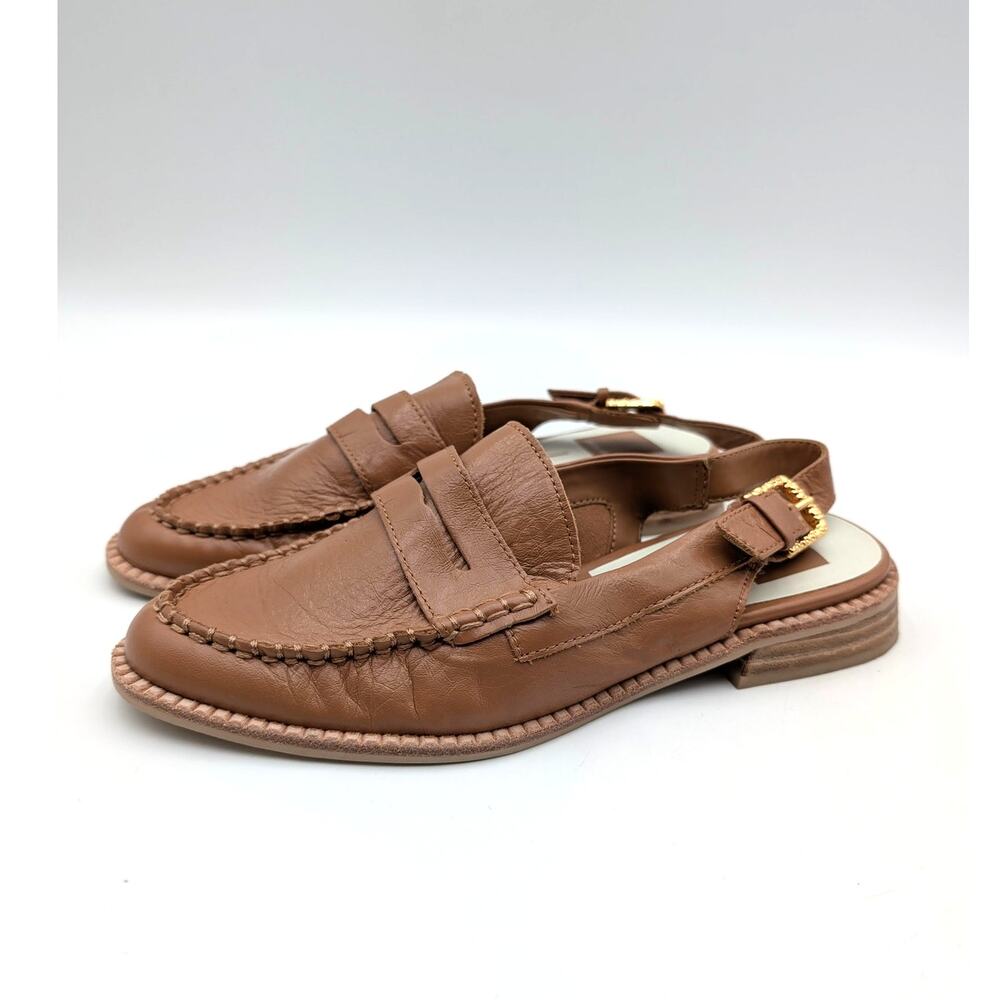 Dolce Vita Hardi Slingback Loafers Shoes Women's Brown Leather Size US7 EU37.5